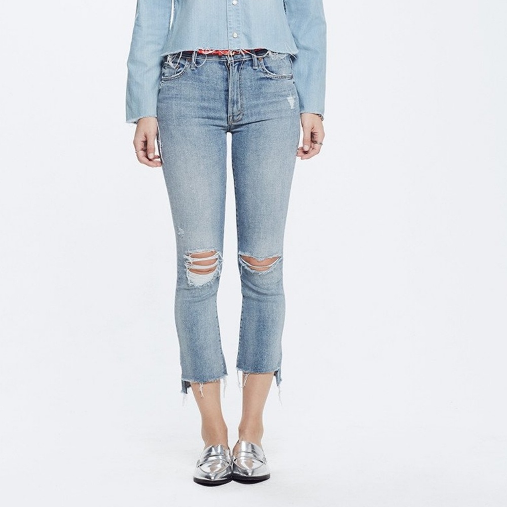 Mother Insider Step Crop Distressed Jeans